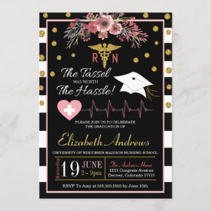 Invitación a graduación de enfermería - Floral