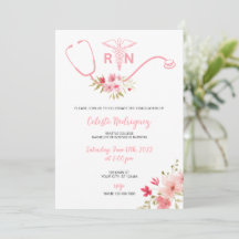 Invitación a graduación de enfermería Flores rosas