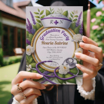 Invitación a graduación de enfermero de Lavender y