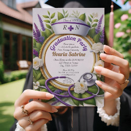 Invitación a graduación de enfermero de Lavender y