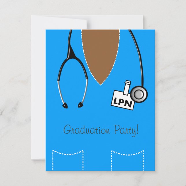 Invitación a graduación de enfermero de LPN - Blue (Anverso)