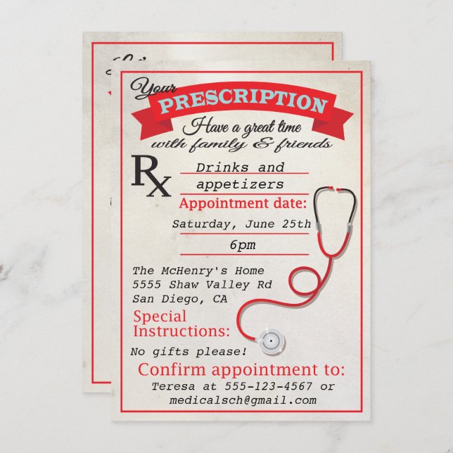 Invitación a graduación de Escuela de Medicina (Anverso / Reverso)