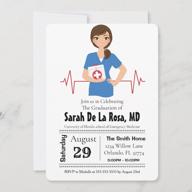 Invitación a graduación de escuela de medicina Chi (Anverso)