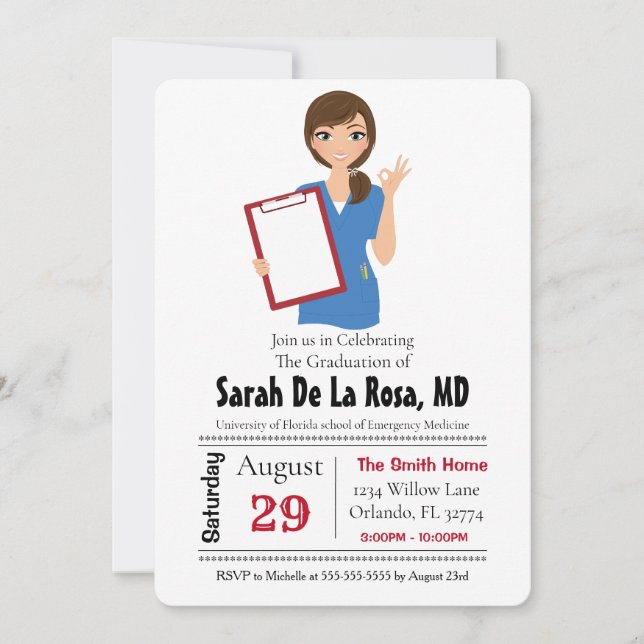 Invitación a graduación de escuela de medicina Chi (Anverso)