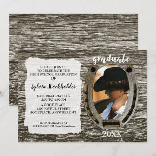 Invitación a graduación de estilo rústico occident