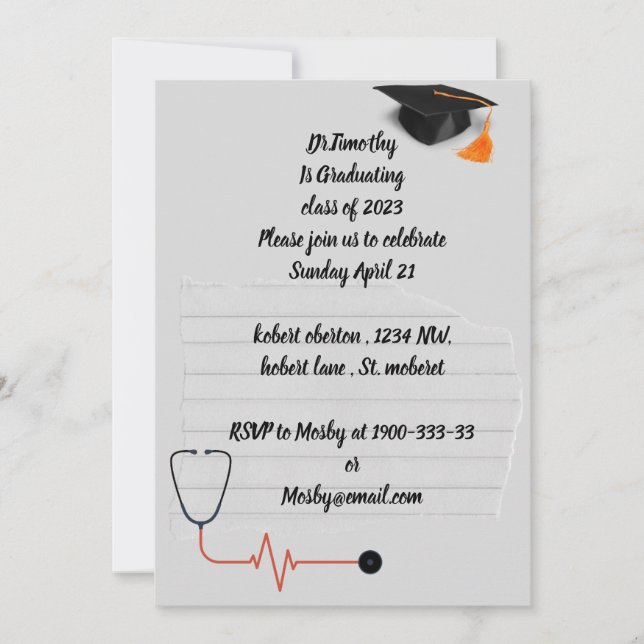 Invitación a graduación de estudiantes de medicina (Anverso)