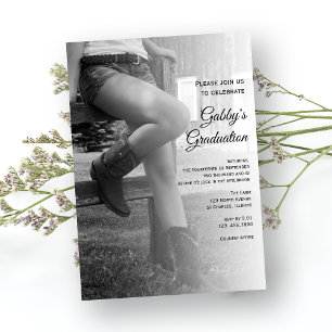 Invitación a graduación de Fiesta de Cowgirl y Fen