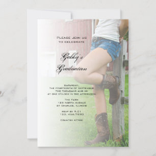Invitación a graduación de Fiesta de granero rústi