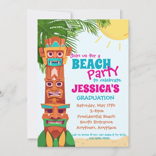 Invitación a graduación de Fiesta de la playa de T (Anverso)