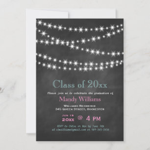 Invitación a graduación de Fiesta de pizarra rosa