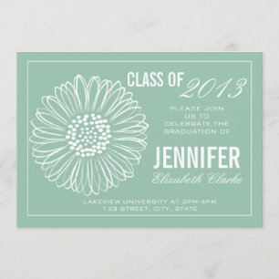 Invitación a graduación de flor de sol verde de me