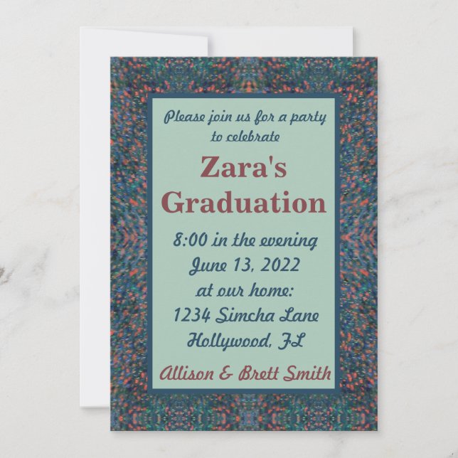 Invitación a graduación de fondo con pintura de ac (Anverso)