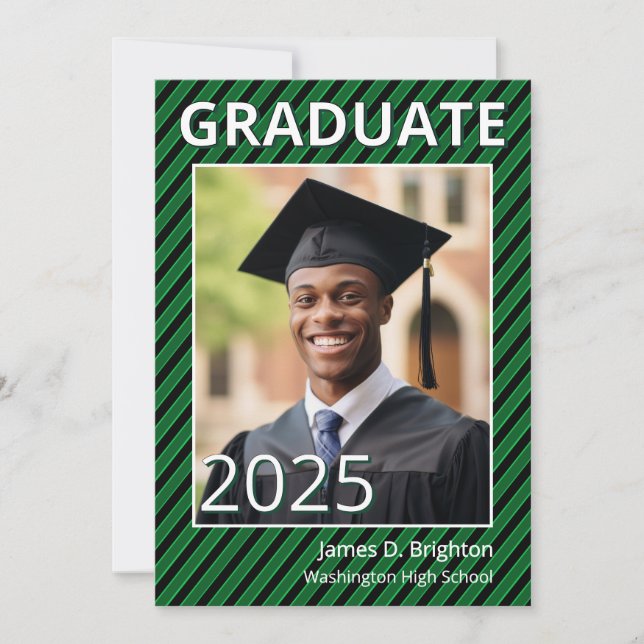 Invitación a graduación de foto azul (Anverso)