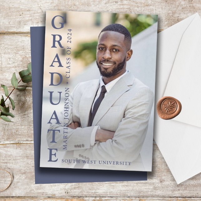 Invitación a graduación de foto azul (Subido por el creador)