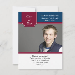Invitación a graduación de foto blanca de la Marin