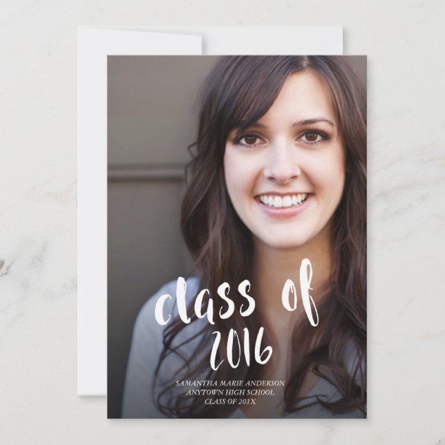 Invitación A Graduación De Foto Con Letrada A Mano (Anverso)