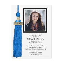 Invitación a graduación de foto de Blue Tassel