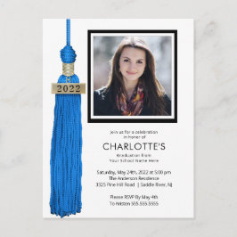 Invitación a graduación de foto de Blue Tassel 