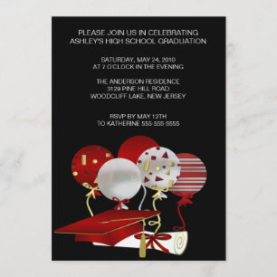 Invitación a graduación de foto de capa roja