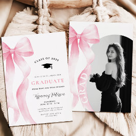 Invitación a graduación de foto de color rosa de v