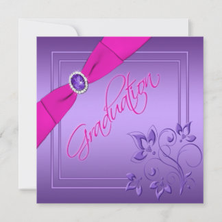 Invitación a graduación de foto de color rosa y mo