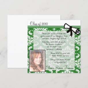 Invitación a graduación de foto de Damasco Verde