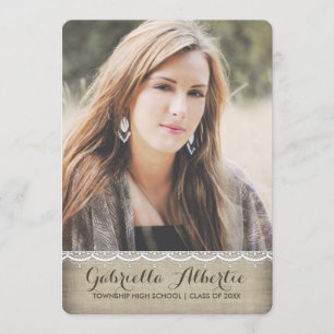 Invitación a graduación de foto de encaje de Moda 