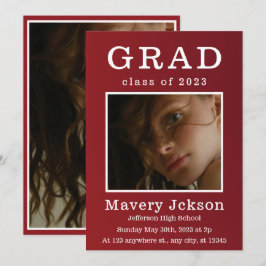 Invitación a graduación de foto de escritura moder