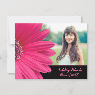 Invitación a graduación de foto de Gerbera Rosa Da