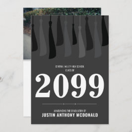 Invitación a graduación de foto de la fila negra d