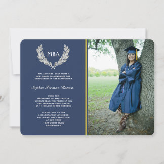 Invitación a graduación de foto de Laurel Wreath /