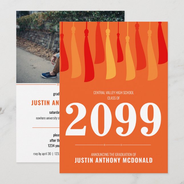 Invitación a graduación de foto de naranja de Tase (Anverso / Reverso)