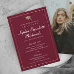 Invitación a graduación de foto de oro con guión c<br><div class="desc">Esta elegante y clásica invitación a graduarse con fotos cuenta con una tapa para graduación de oro y un marco sencillo con texto de personalizable en la parte delantera y tres collage de fotos en la parte posterior. Una gran manera de mostrar a tu graduado. Pulse el botón de edición...</div>