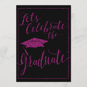 Invitación a graduación de foto de Purpurina rosa 