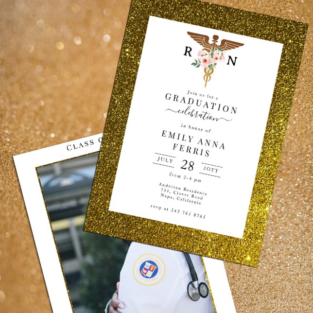 Invitación a graduación de foto de RN de enfermera (Subido por el creador)