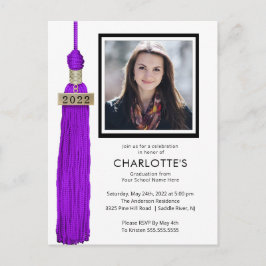 Invitación a graduación de foto de tassel morado