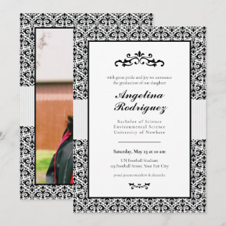 Invitación a graduación de foto del patrón de dama