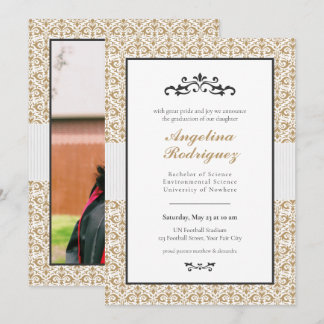 Invitación a graduación de foto del patrón de dama