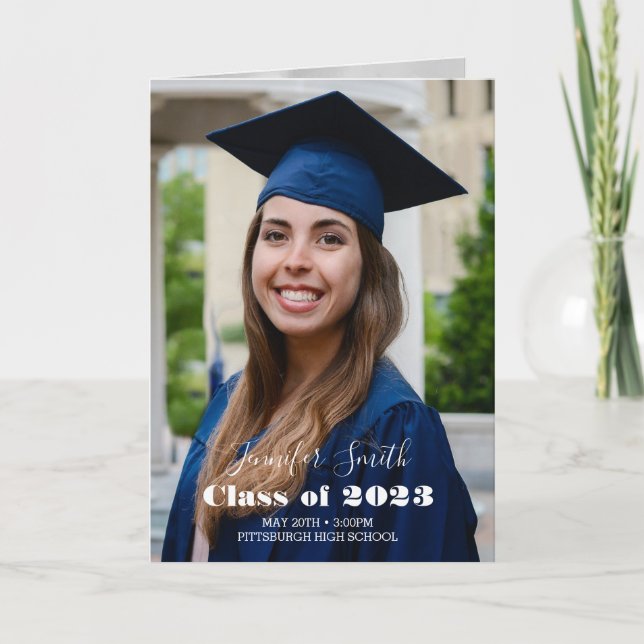 Invitación a graduación de foto doblada con poema (Anverso)