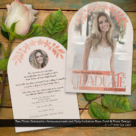 Invitación a graduación de foto Rosa Floral de oro