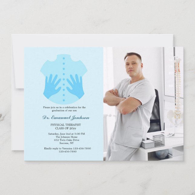 Invitación a graduación de foto terapéutica física (Anverso)