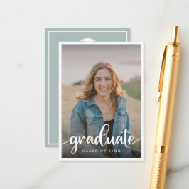 Invitación a graduación de foto verde Mini Sage