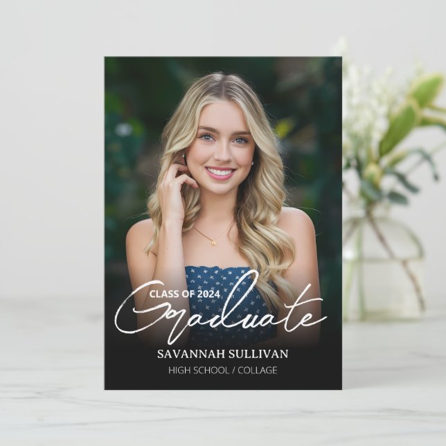 Invitación a graduación de fotografía con guión de (Anverso de pie)