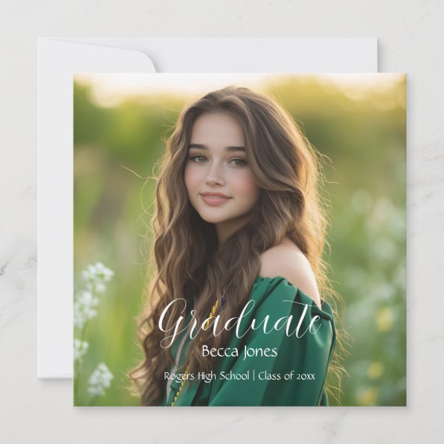 Invitación a graduación de fotografía de caligrafí (Anverso)