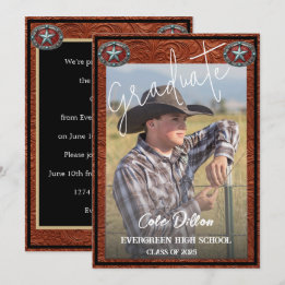 Invitación a graduación de fotografía de Cowboy de