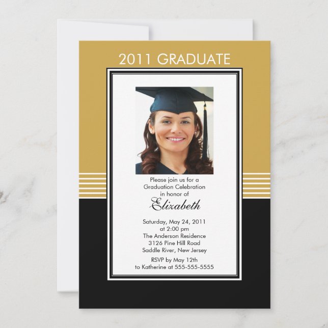 Invitación a graduación de fotografía de moda Gold (Anverso)