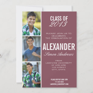 Invitación a graduación de fotografía maroon