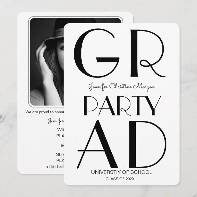 Invitación a graduación de fotografía Minimalista  (Anverso / Reverso)