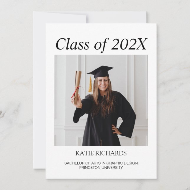 Invitación a graduación de fotografía minimalista (Anverso)