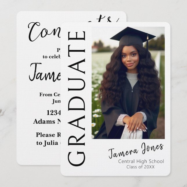 Invitación a graduación de fotografía moderna (Anverso / Reverso)